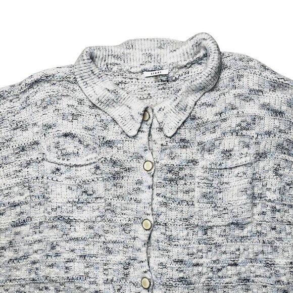 Sioni Womens Knit Cardigan Sweater XL Gray Blue Button Front Long Sleeve - Picture 1 of 10